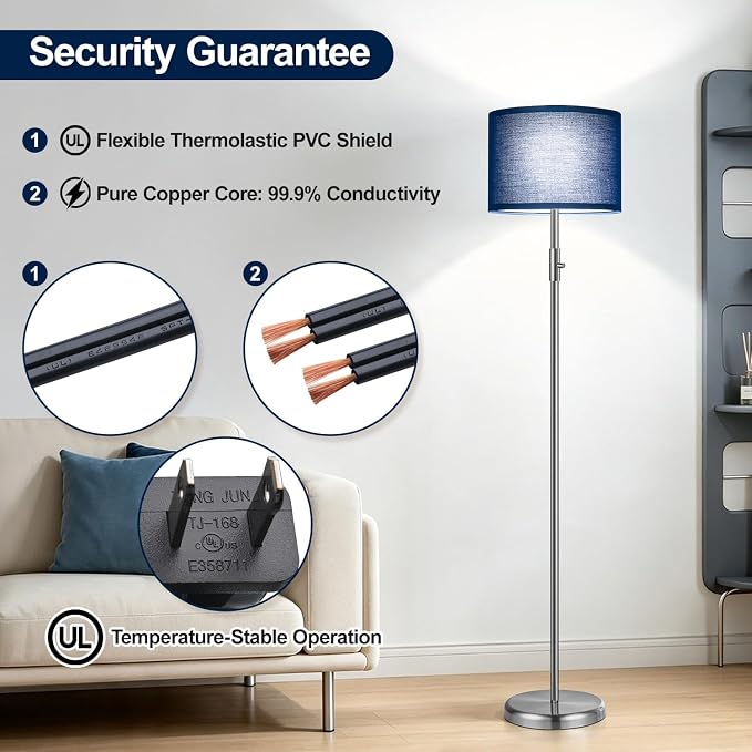 Floor Lamp Simple Design with Shade, Small Tall Lamps for Living Room Bedroom Office Dining Room Kitchen-Nickel