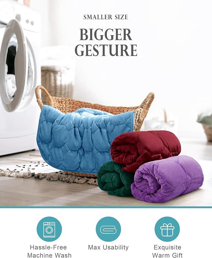 Cottonblue Small Weighted Lap Blanket Pad for Adults 7 lbs 24"x29", Red | Luxury Crystal Velvet Weighted Blanket Pad, Washable Portable Travel Blankets for Sleeping Relaxation All Season, Washable