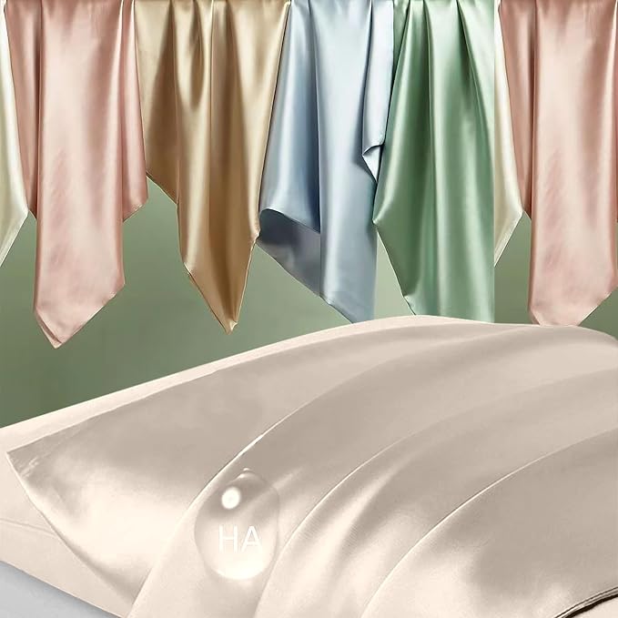 Silk Body Pillow Cases, Mulberry Silk Body Pillow Cover with Zipper, Smooth, Anti Acne, Cooling Sleep Both Sides Natural Silk Satin 20x54 Body Pillowcase, Gifts for Women Men, Beige