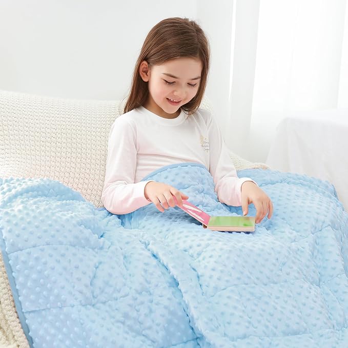 3lbs Weighted Blanket, Cooling Soft Minky Dot Heavy Blankets, 36"x48" | Gentle Hug-Like Comfort, Reversible Cooling & Cozy for All Seasons, 7-Layer for Even Weight Distribution, Machine Washable