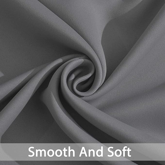 Yakamok Grey Room Darkening Curtains 62x72 inch Gray Grommet-Living Room | 2 panels,blackout window treatment,thermal insulated,light blocking drapes,privacy protection,bedroom study dining room