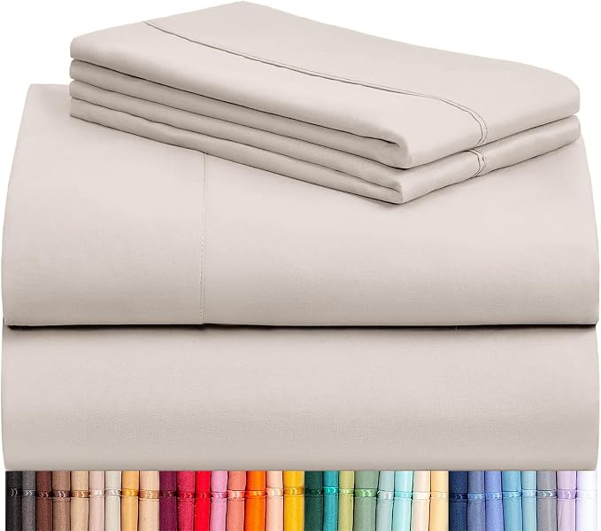 Cal King Size Sheets Set, Cooling & Soft Deep Pocket Bed Sheets, 4PC | LuxClub Silky Fitted Sheet & Pillowcase Sets, Breathable Hotel Luxury Bedding for Mattress Wrinkle Free, Linen
