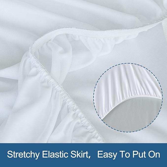 Queen Size Mattress Protector Pad Cover, 2 Pack Bed Fitted Sheet | White, Deep Pocket up to 14’’, Breathable & Skin-friendly, Machine Washable