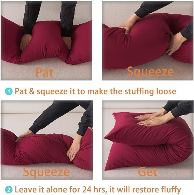 WhatsBedding Memory Foam Body Pillow with Cover, Long Bed Pillow for Adults | Breathable Zippered Cotton Cover,Long Pillow for Sleeping, Firm Pillow Fluffy Supportive for Side Sleepers