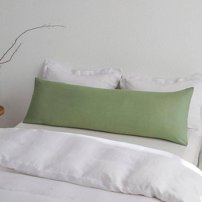 Simple&Opulence Body Pillow Cover 20" x 54",100% Pure Linen, Ultra Soft and Breathable, Body Pillowcase with Envelope Closure for Adults(Sage Green)