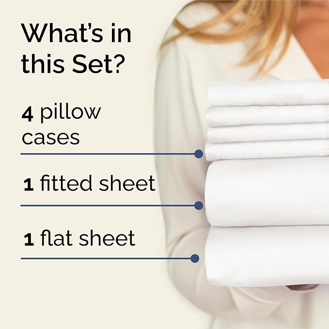 King 6 Piece Bed Sheet Set - Breathable & Cooling Sheets - Antique White | Ultra Soft Hotel Luxury Bedding Set w/ 8-16 Inch Deep Pockets - 1 Flat & 1 Fitted Sheet & 4 Pillowcases - Wrinkle & Fade Free