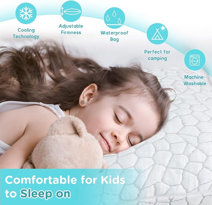 SUPA MODERN Cooling Bed Pillows for Sleeping 1 Pack Shredded Memory Foam Pillows Adjustable Cool Pillow for Side Back Stomach Sleepers Luxury Gel Pillows Toddler Pillow with Washable Removable Cover