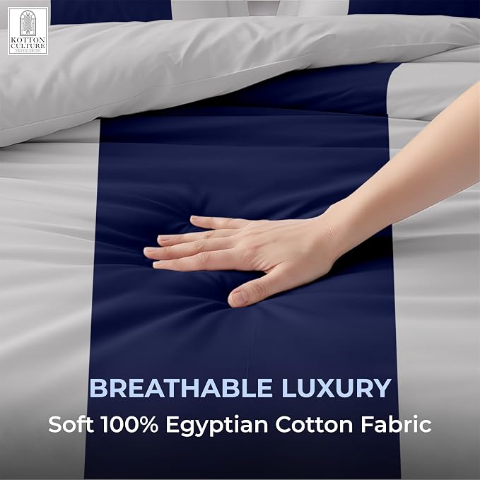 120"x98" 3 Pc Oversized King Duvet Cover Set 100% Egyptian Cotton - 600 TC Comforter Cover, Zipper Closure & Corner Ties - Fits Large King Inserts (Oversized King,Dashing Blue)