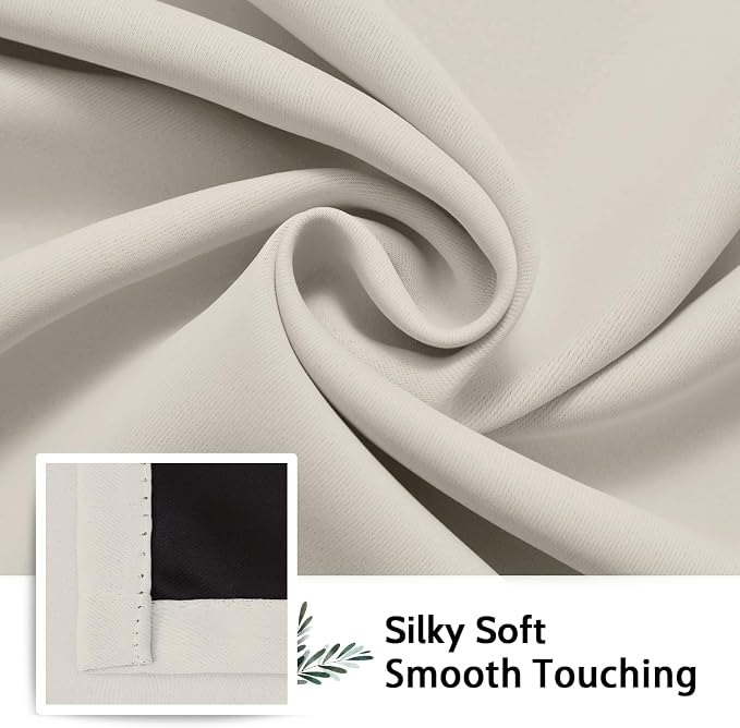 SimpleHome Cream 100% Blackout Curtains Room Darkening Living Room 72 Inch | Curtains for Bedroom,Thermal Insulated Grommet Window Drapes,Curtains for Living Room with Black Back,38 x 72 Inch,2 Panels