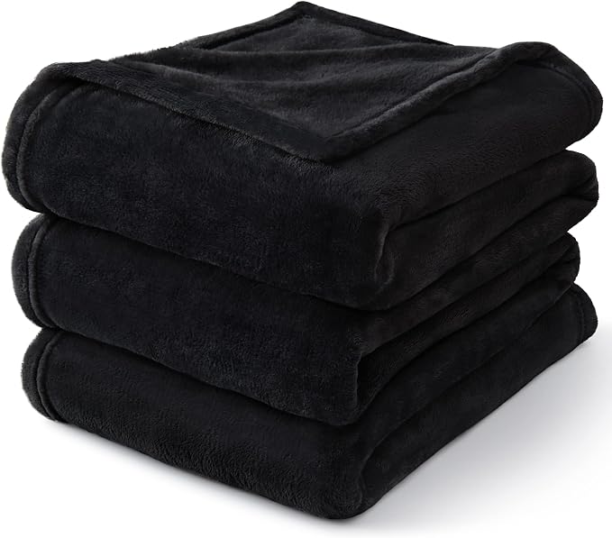 BEDELITE Fleece Blanket Soft Plush Queen Size Bed Blanket Black 90"x90" | Ultra Soft Fleece, Plush Microfiber, Lightweight Warmth, All Season Comfort, Fade Resistant, Machine Washable,Perfect for Bed