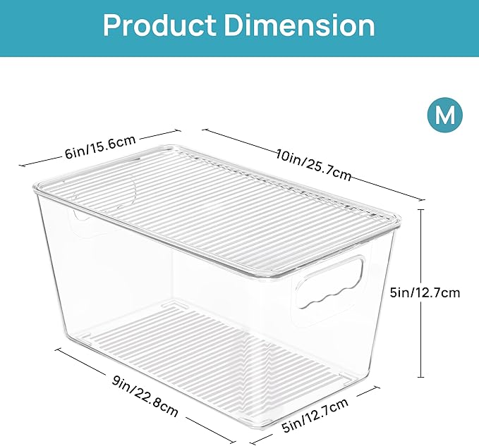 Vtopmart 12 Pack Clear Stackable Storage Bins with Lids, Medium