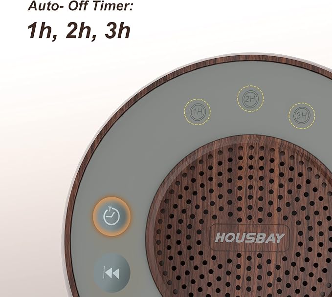 HOUSBAY Sound Machine White Noise for Sleep with Wood Grain | 31 Soothing Sounds, 5W Loud Stereo Sound, Auto-Off Timer, Adjustable Volume, Sleep Machine for Baby, Kid, Adult