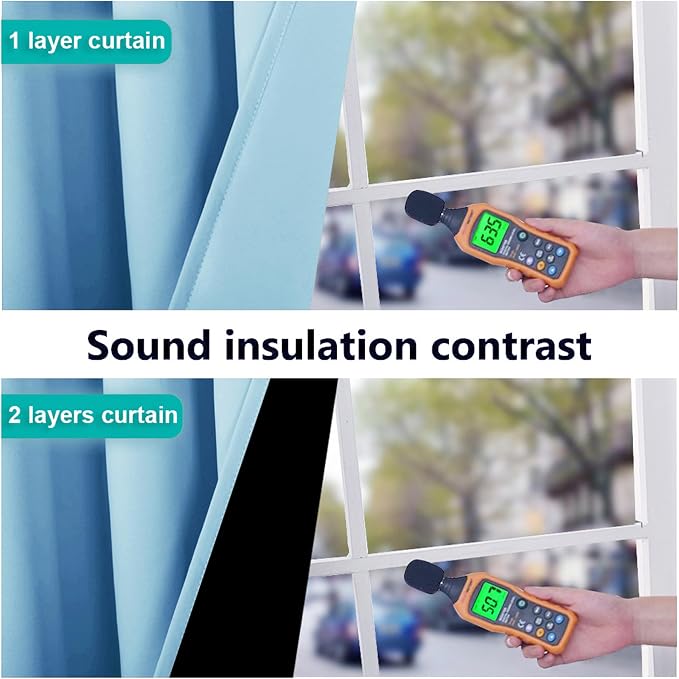 NICETOWN Blue Blackout Curtains for Baby Room 52" Wide x 84" Long 2 Panels | 100% Blackout Energy Smart Noise Blocking Drapes for Guest Room Bedroom, Thermal Insulated Lined Window Dressing Home Decor
