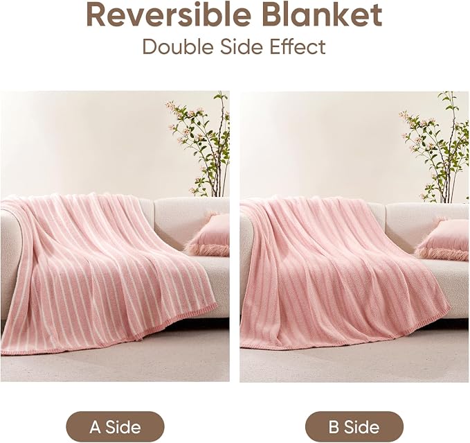 Snuggle Sac Bedding Blanket, Pink, Twin Size 60x80 | Ultra Soft, Warm Cozy Knit Fuzzy, For Sofa, Bed, Living Room