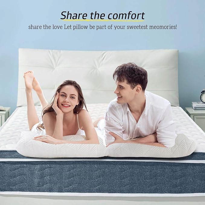 BETU Cooling Pillows Standard Size Set of 2, Shredded Memory Foam Standard Pillows Set of 2 for Hot Sleepers, Adjustable Firm Soft Support Pillow for Side, Back, Stomach Sleeping, White