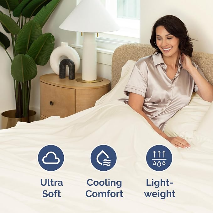 Full Flat Sheet - Single Top Flat Sheet Only - Soft & Cooling - Off White | Hotel Luxury Top Flat Sheet Only, Ultra-Soft, Breathable & Cooling, Fade & Wrinkle Free, Easy-Care, Stain & Shrink Resistant