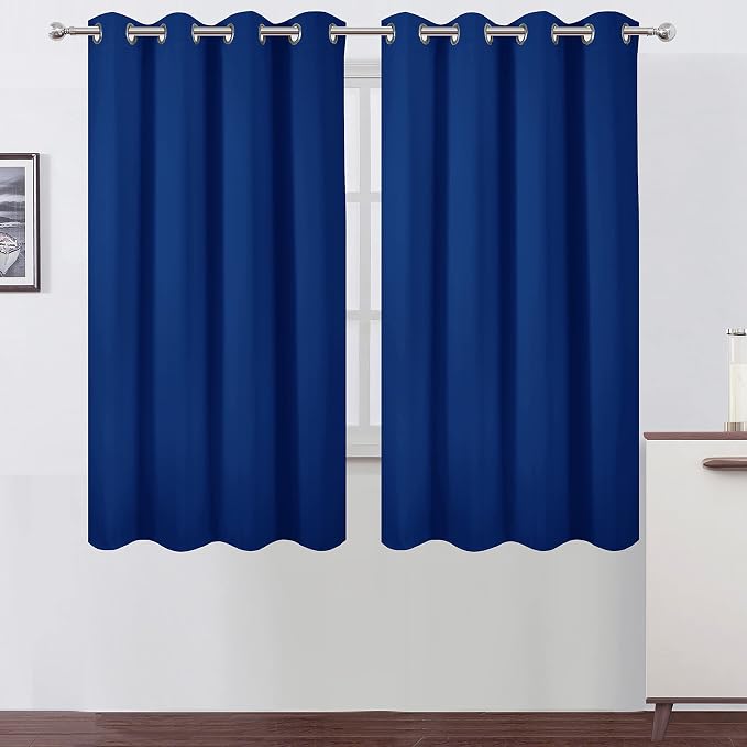 Blackout Curtains 52 x 63 inch/Royal Blue Curtains Set of 2 Panels/Thermal Insulated Room Darkening Bedroom Curtains