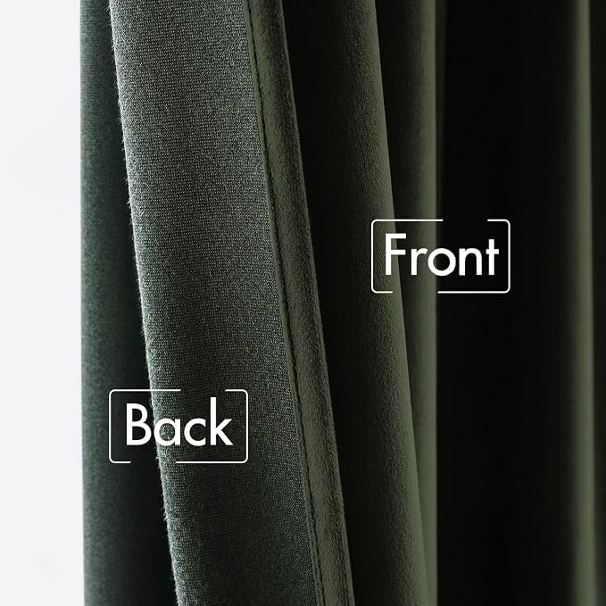 MIULEE Velvet Curtains 52x84 inches 2 Panels Olive Blackout Curtains | Luxury, Bedroom Living Room, Thermal Insulated, Super Soft Window Drapes, Rod Pocket & Back Tab
