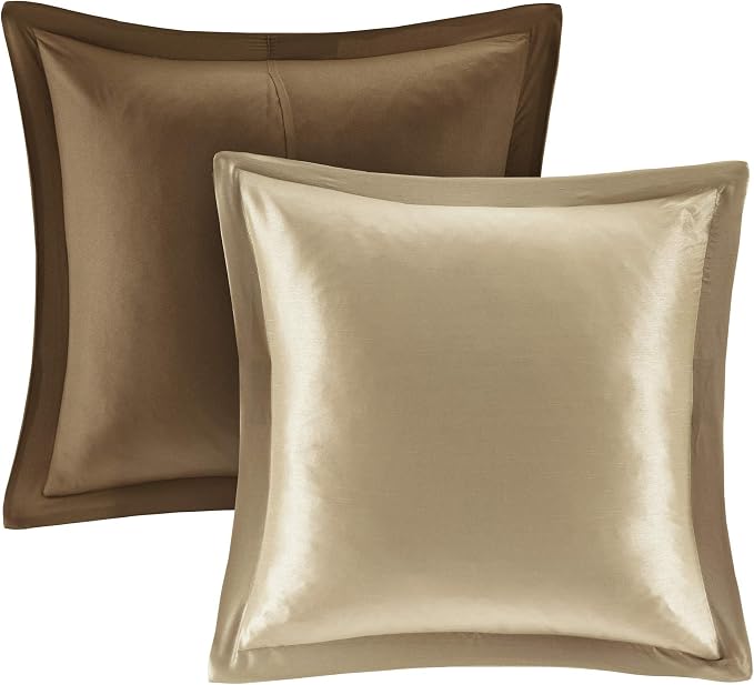 Madison Park Essentials Brystol 24 Piece Room in a Bag Faux Silk Comforter Jacquard Paisley Design Matching Curtains Down Alternative Hypoallergenic All Season Bedding-Set, Queen(90"x90"), Brown | Matching Curtains Room in a Bag, Down Alternative Beddi...