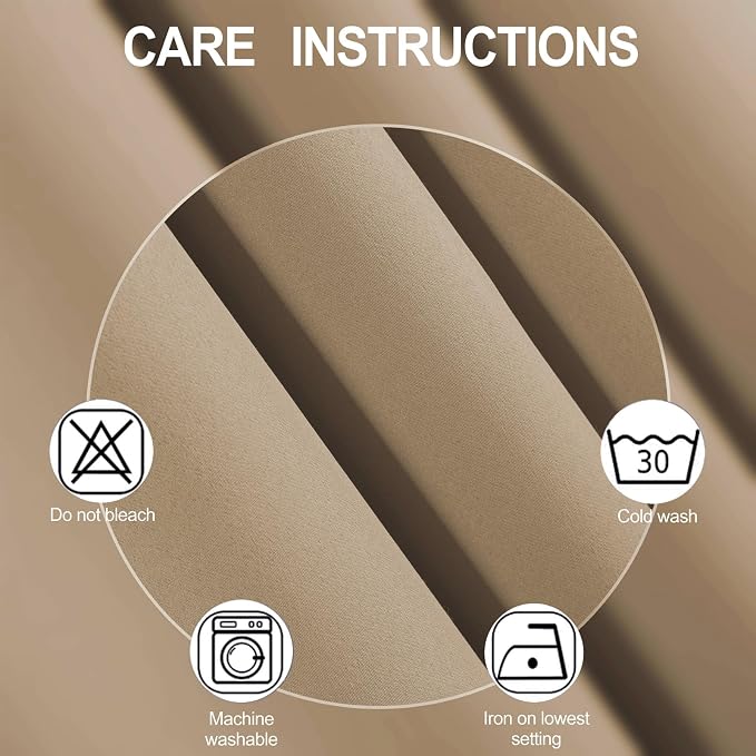 Blackout Curtains 66 x 95 inch/Natural Curtains Set of 2 Panels/Thermal Insulated Room Darkening Bedroom Curtains