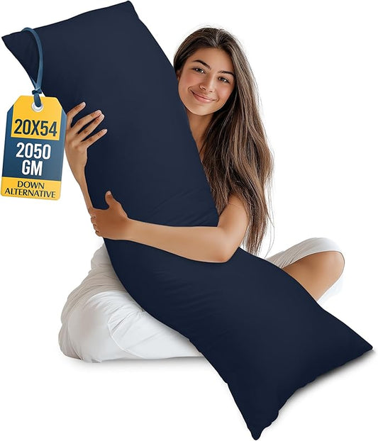 Utopia Bedding Full Body Pillow for Adults (Navy, 20 x 54 Inch), Long Pillow Insert for Sleeping, Ideal for Side Sleepers | Large Body pillows for Adults, Plush Support, Pregnancy Pillow Insert for sleeping, helps maintain body contour, 20x54 inches