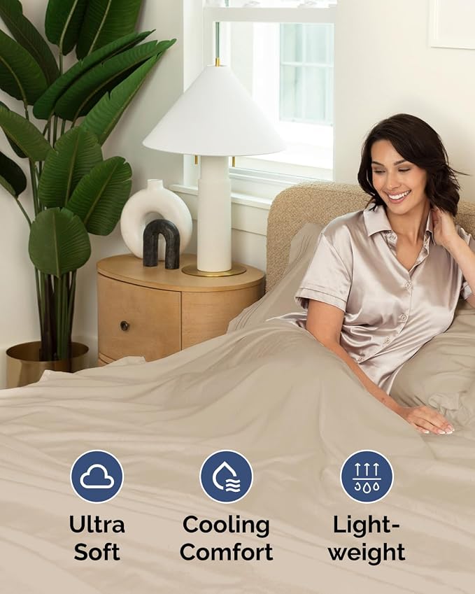 Queen Flat Sheet - Single Top Flat Sheet Only - Soft & Cooling - Cream | Hotel Luxury Top Flat Sheet Only, Ultra-Soft, Breathable & Cooling, Fade & Wrinkle Free, Easy-Care, Stain & Shrink Resistant