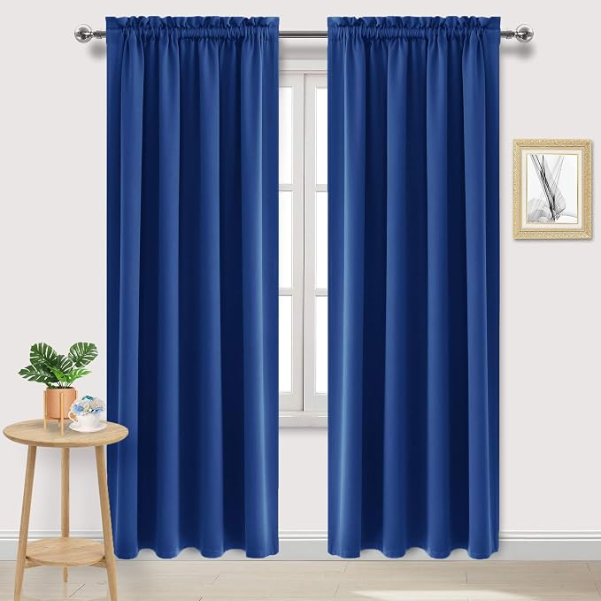 DWCN Blackout Curtains for Bedroom Living Room 52 x 84 Inch Long 2 Panels | Room Darkening, Thermal Insulated, Light Blocking, Rod Pocket Drapes, Noise Reducing Window Treatments, Classic Blue