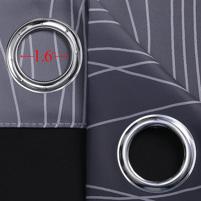 Black and Greyish White Ombre Blackout Curtains for Bedroom 52x63 Inch Long | Estelar Textiler Light Blocking Living Room Curtains, Room Darkening, Thermal Insulated Grommet Drapes for Kids Room,2 Panels
