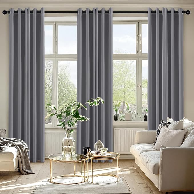 MIULEE Blackout Curtains for Bedroom 2 Panels 40 x 84 Inch Long Light Gray | Thermal Insulated, Living Room Darkening Grommet Drapes, Noise Reducing, Light Blocking Window Treatments