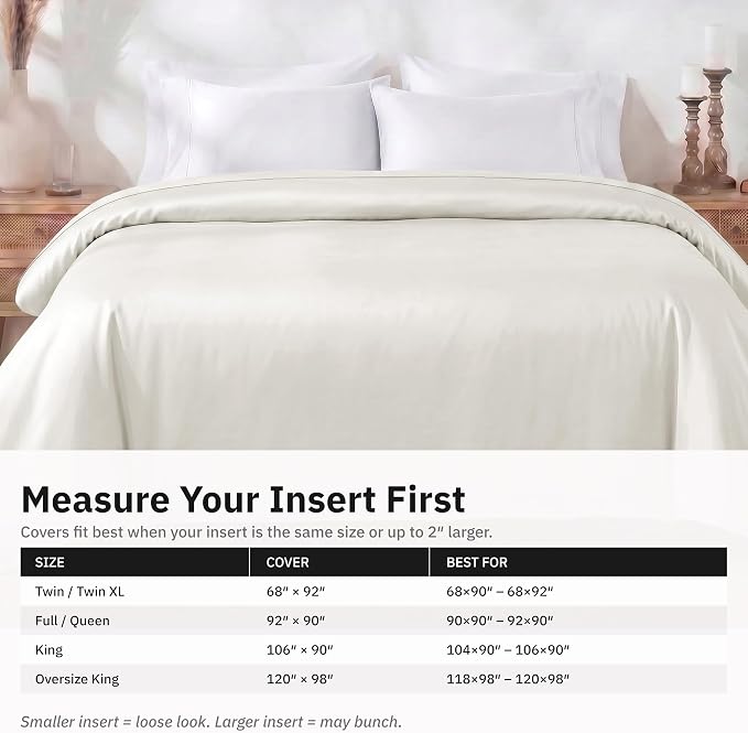 California Design Den Soft 100% Cotton Sateen Full/Queen Duvet Cover | Duvet Cover Only, Comforter Not Included, Backed by Good Housekeeping Seal, Button Closure & Corner Ties - Ivory (Pale Tone)