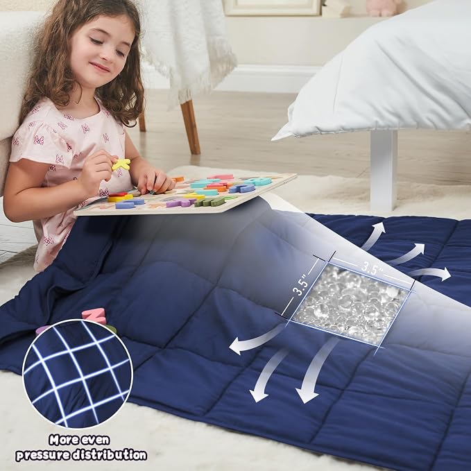 Weighted Blanket 3lbs, 36"x48", Cooling Heavy Throw Blanket for 20-40lbs, Microfiber Soft Thick Big Blankets Weighted Comforter Breathable Gift, Navy