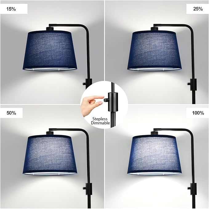 Nintiue 【Upgraded】 Dimmable Floor Lamp, 1000 Lumens LED Edison Bulb Included, Modern Arc Standing Tall Floor Lamp for Living Room Bedroom Office Dining Room - Blue