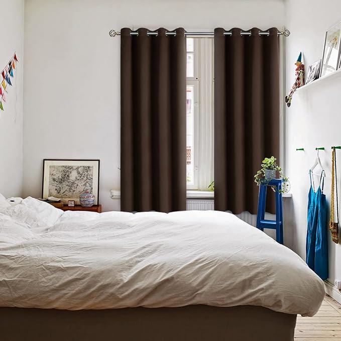 BGment Blackout Curtains for Bedroom - Grommet Thermal Insulated Room Darkening Curtains for Living Room, Set of 2 Panels (52 x 72 Inch, Brown) | Grommet Top, Black Out, Room Darkening, Sunblock, Thermal Insulated, Window Drapes for Kids Boys Room, 52x...