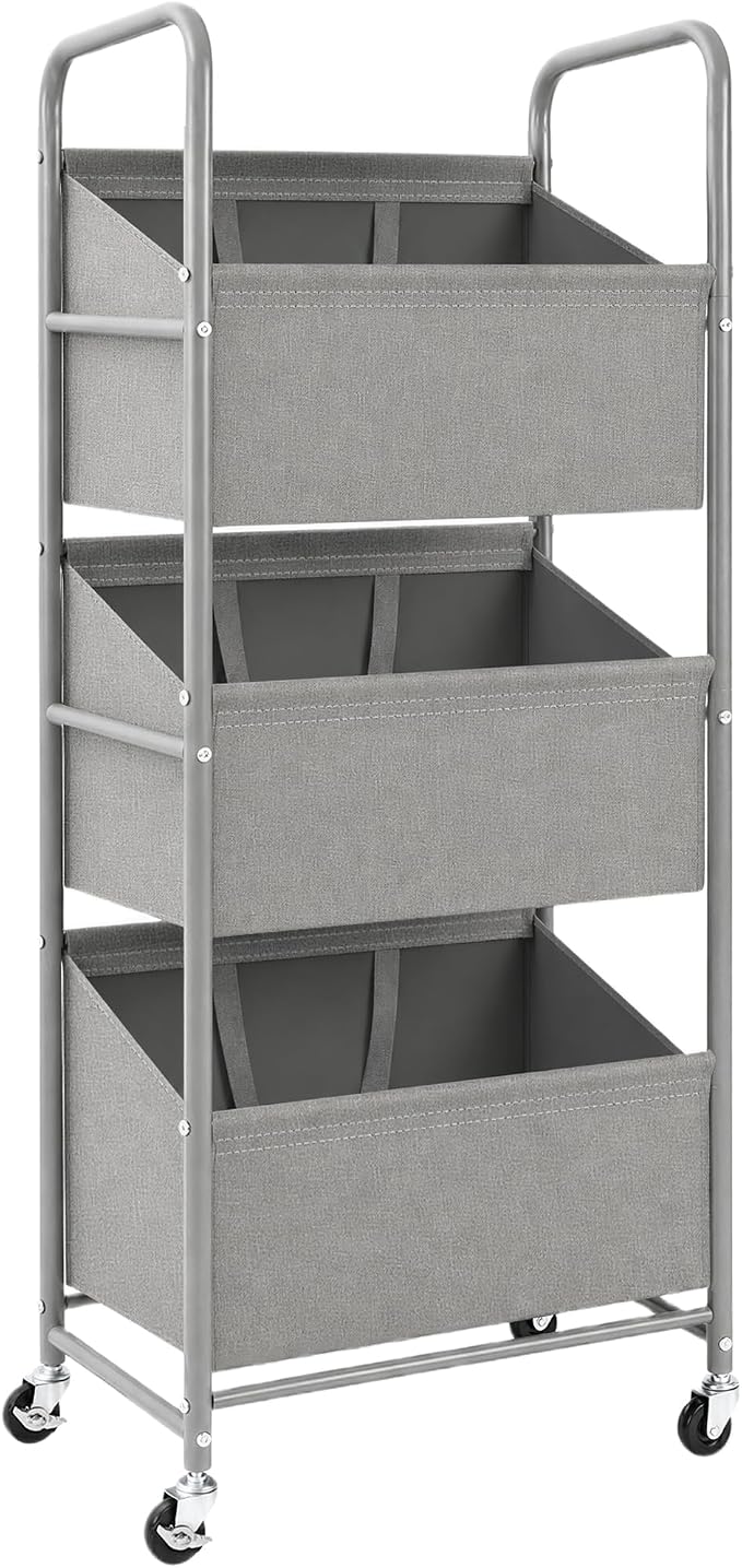 STO STO 3-Tier Vertical Rolling Laundry Hamper, Removable Bags, Gray Faric | 120L Capacity, Space-Saving Vertical Design, Rust-Resistant Steel Frame, Lockable Wheels, Ideal for Apartments & Small Spaces