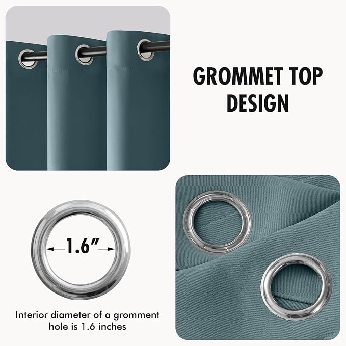 MIULEE Greyish Blue Blackout Bedroom Curtains Drapes 84 Inch Long 52"x84" | Grommet Top, Room Darkening Window Drapes, Privacy Protection, Thermal Insulated, Heat Blocking, Light Blocking