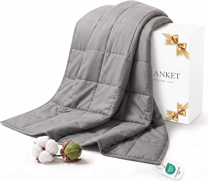Smart Queen Machine Washable Weighted Blanket for Adults | Heavy Blankets for All-Season Sleeping, Cooling Soft & Breathable with Premium Glass Beads (60” x 80” with box｜20lbs)