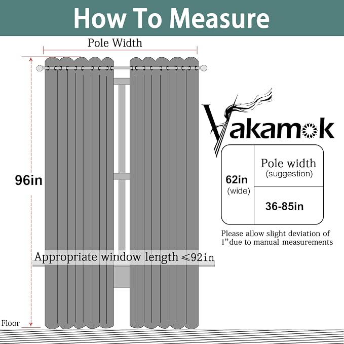 Yakamok Room Darkening Curtains 62x96 inch Length Aqua-Living Room | 2 panels,grommet blackout window treatment,thermal insulated,light blocking drapes,privacy protection,bedroom dining room