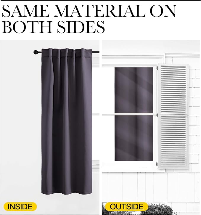 NICETOWN Blackout Curtains for Living Room 2 PCs 42" x 84" Greyish Purple | Thermal Insulated Long Drapes Panels for Large Window