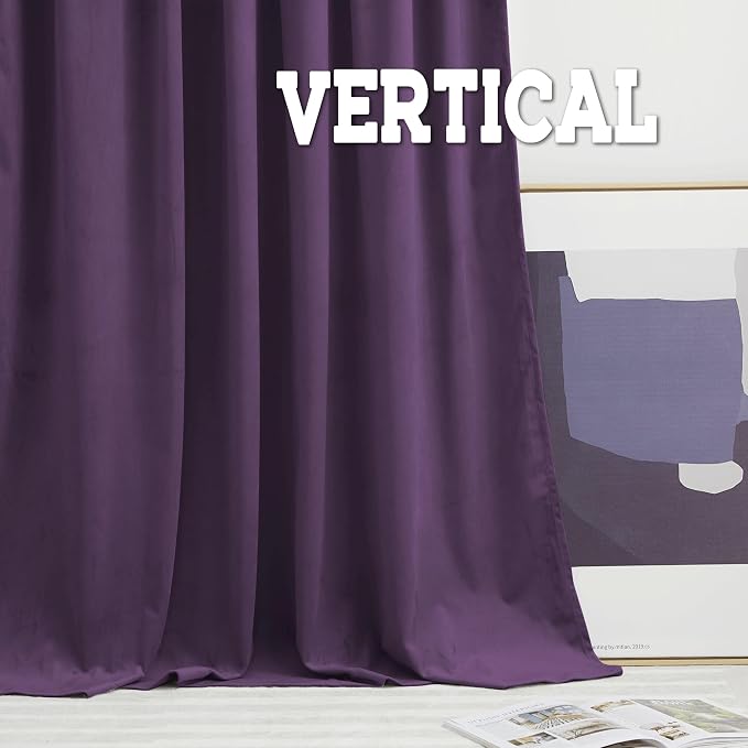RYB HOME Purple Velvet Blackout Curtains 84 inches for Bedroom Living Room | Thermal Insulated, Privacy UV Blocking, Noise Reducing, Energy Saving, Luxury Window Decor for Kids Room, W52 x L84, 2 Panels