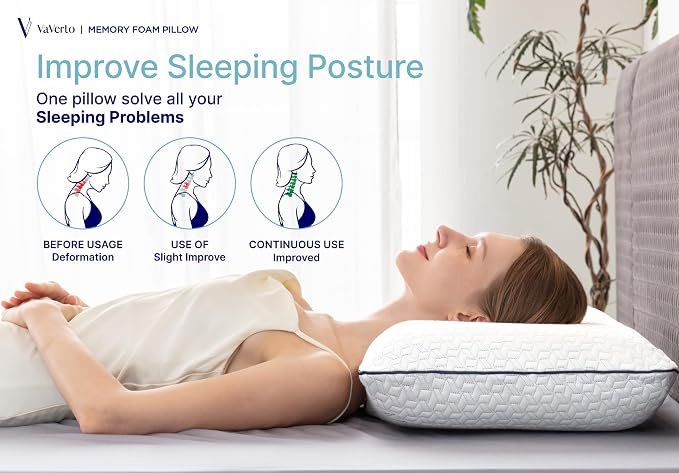 Memory Foam Queen Pillows Set of 2 - Firm Pillow- Queen Size 2-Pack | Memory foam pillow - Back stomach & side sleepers - Shoulder & back pain relief -Cooling pillow washable bamboo viscose cover