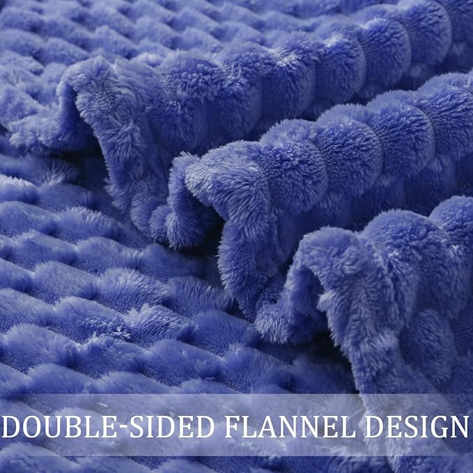 Exclusivo Mezcla 3D Fleece Twin Size Blanket for Bed, Cobalt Blue | Extra Soft Fuzzy Plush Lightweight Bed Blankets, Cozy Fluffy Decorative Blankets for All Seasons, 60x80 Inches