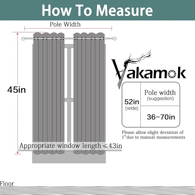 Yakamok Room Darkening Curtains 52x45 inch Length Navy Blue-Living Room | 2 panels,grommet blackout window treatment,thermal insulated,light blocking drapes,privacy protection,bedroom dining room