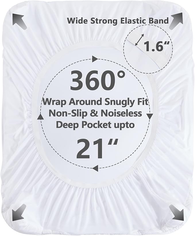 ELVEN HOME Twin Size Mattress Pad Waterproof, Pillow Top Cooling Twin Mattress Topper for Single Bed, Pee Proof Mattress Protector Cover Quilted Fitted with 8-21" Deep Pocket (39x75 inch, White)