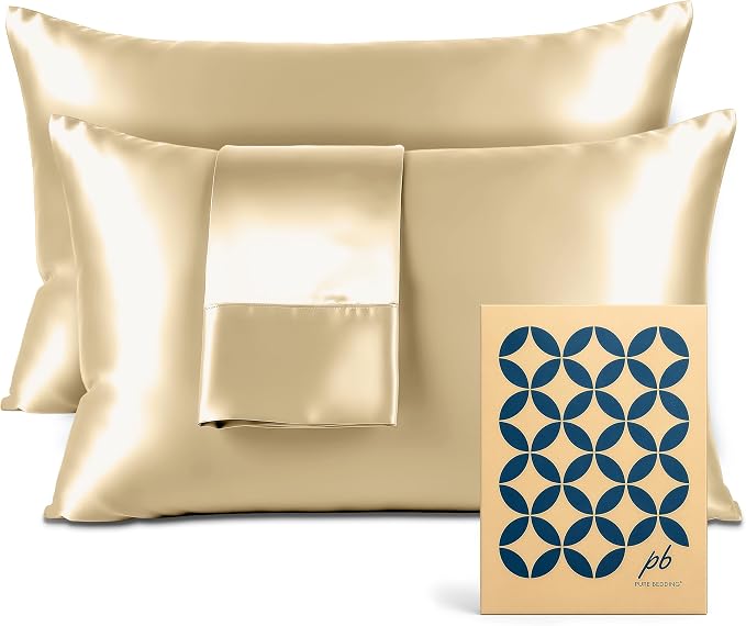 Satin Pillowcase 2 Pack - Queen Size (20"x30", Ivory) - Silky Pillow Cases for Hair and Skin - Satin Pillow Covers with Envelope Closure - Extra Soft Premium Microfiber