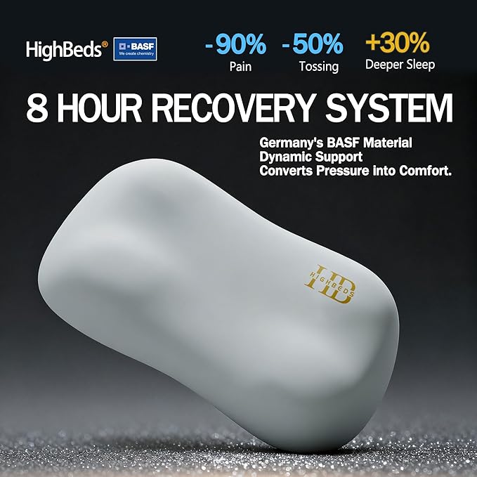 HighBeds Cervical Neck Pillow for Neck Pain Relief- Memory Foam Pillow for Side and Back Sleepers, BASF Support with Ergonomic Pillow(Grey)