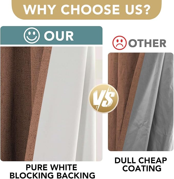 H.VERSAILTEX 100% Blackout Curtains for Bedroom Thermal Insulated Linen Textured Curtains Heat and Full Light Blocking Drapes Living Room Curtains 2 Panel Sets, Washed Spice, 52x72 Inch