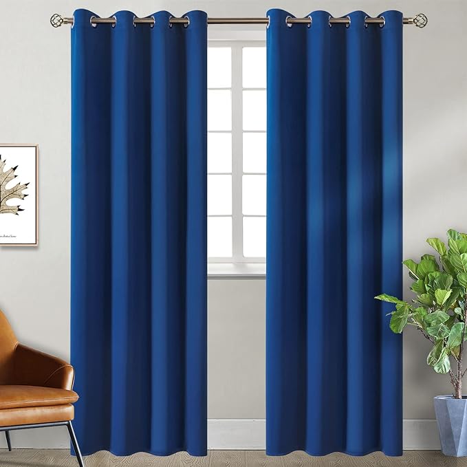 BGment Royal Blue Blackout Curtains for Living Room 96 Inch Long - 2 Panels | Grommet Top, Black Out, Extra Long, Room Darkening, Sunblock, Thermal Insulated, Window Drapes for Bedroom, 55x96 Inch