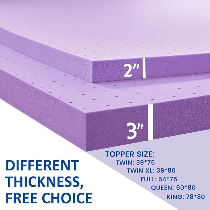 SINWEEK 2 Inch Gel Memory Foam Mattress Topper Ventilated Soft Pressure Relieve Mattress Pad, Breathable Bed Topper, CertiPUR-US Certified, Twin Size | Ventilated Soft Pressure Relieve Mattress Pad, Breathable Bed Topper, CertiPUR-US Certified