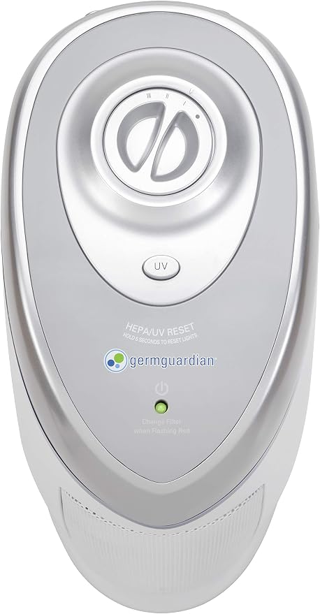 GermGuardian HEPA Air Purifier - Large Room Air Purifier for Bedroom, Office, Dorm, and Home - Filters Pet Dander, Dust, Pollen, Smoke, Scents - AC4825W - 22" Tower - White