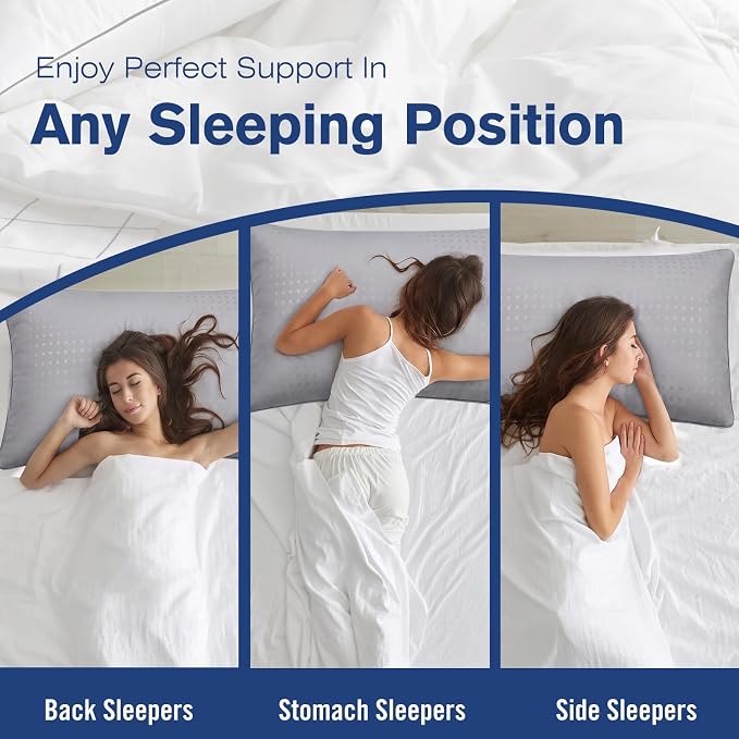 King Size Bed Pillows for Sleeping 4 Pack,Luxury Hotel Pillows,Comfortable and Supportive,Machine Washable,Suitable for Stomach,Back and Side Sleepers.(Grey)